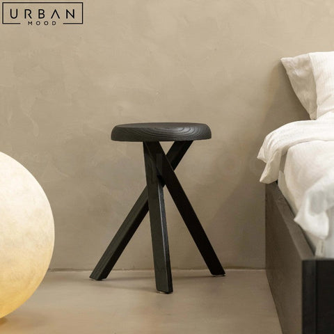 MUNIZ Rustic Elm Wood Side Table Stool - URBANMOOD