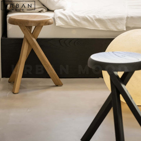 MUNIZ Rustic Elm Wood Side Table Stool - URBANMOOD