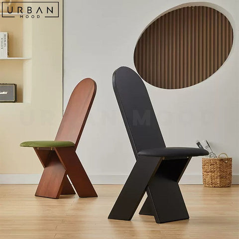 Mid-Century Solid Wood Dining Chair LAURY with Padded Seat - URBANMOOD