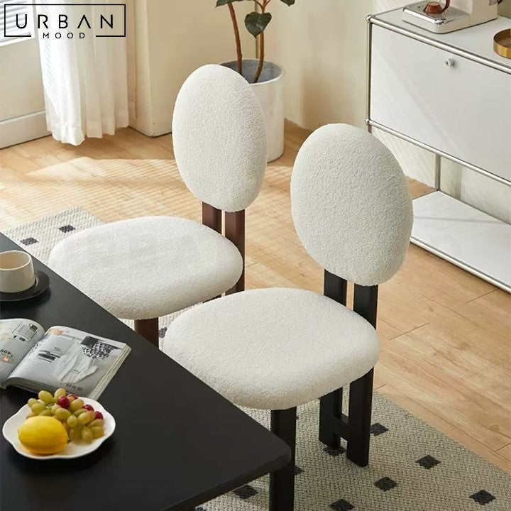 MidCentury Boucle Dining Chair Elegant French Design - URBANMOOD