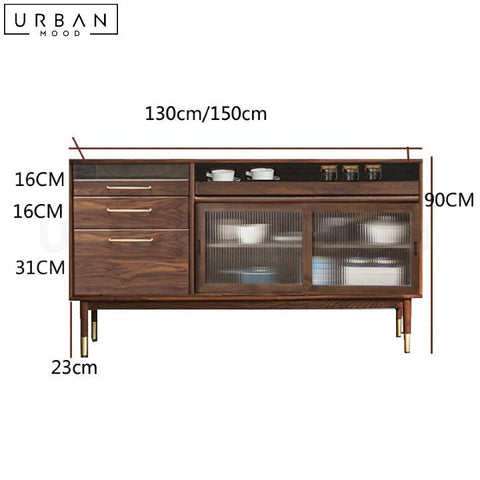 Mid Century Solid Wood Sideboard with Rattan or Glass Accents - URBANMOOD