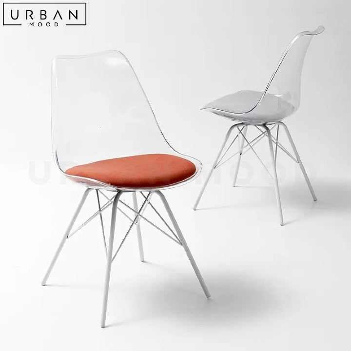 Modern Acrylic Dining Chair with Metal Base - URBANMOOD