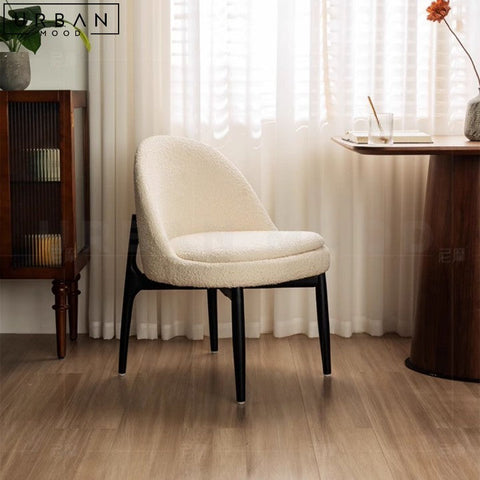 Modern Boucle Dining Chair with Ash Wood Frame - URBANMOOD