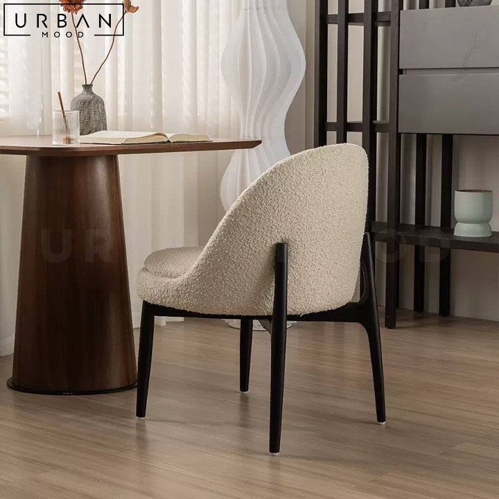 Modern Boucle Dining Chair with Ash Wood Frame - URBANMOOD