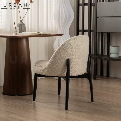 Modern Boucle Dining Chair with Ash Wood Frame - URBANMOOD