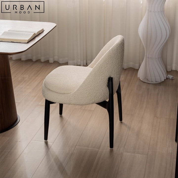 Modern Boucle Dining Chair with Ash Wood Frame - URBANMOOD