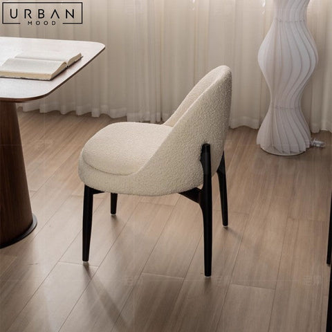 Modern Boucle Dining Chair with Ash Wood Frame - URBANMOOD