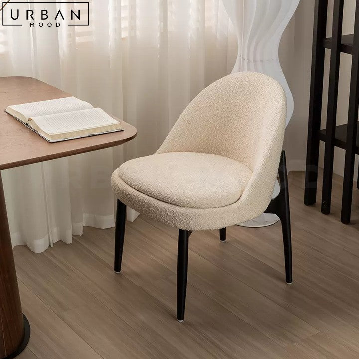 Modern Boucle Dining Chair with Ash Wood Frame - URBANMOOD