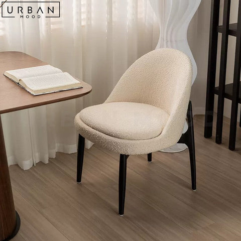 Modern Boucle Dining Chair with Ash Wood Frame - URBANMOOD