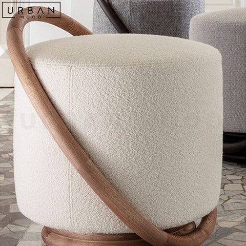 Modern Boucle Stool with Ash Wood and Rich Fabric - URBANMOOD