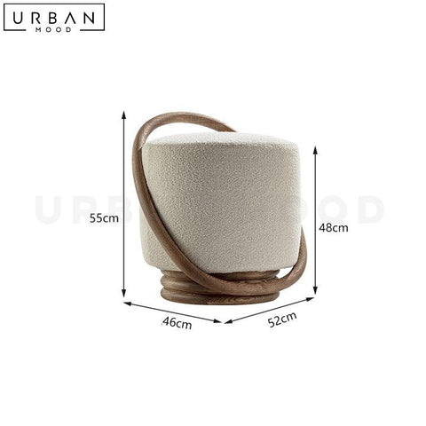Modern Boucle Stool with Ash Wood and Rich Fabric - URBANMOOD