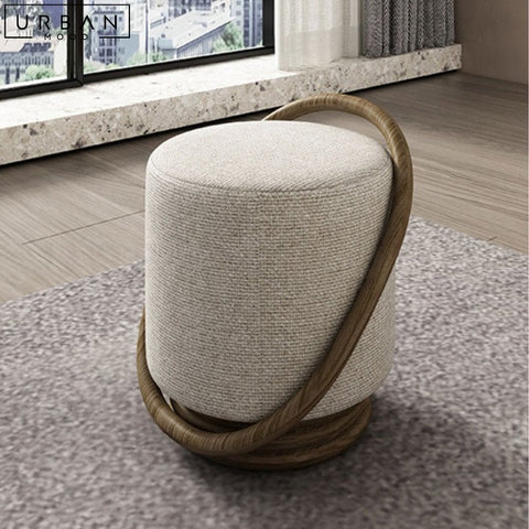 Modern Boucle Stool with Ash Wood and Rich Fabric - URBANMOOD