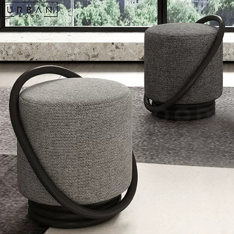 Modern Boucle Stool with Ash Wood and Rich Fabric - URBANMOOD