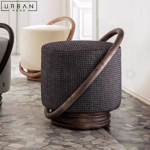 Modern Boucle Stool with Ash Wood and Rich Fabric - URBANMOOD