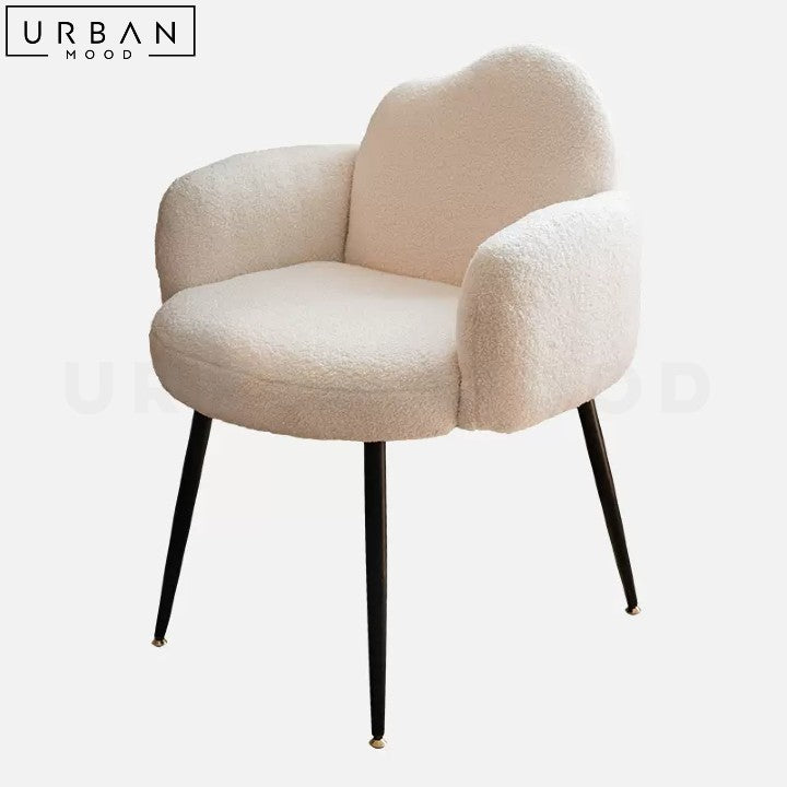 Modern Boucle Study Chair with Petal Shaped Backrest - URBANMOOD