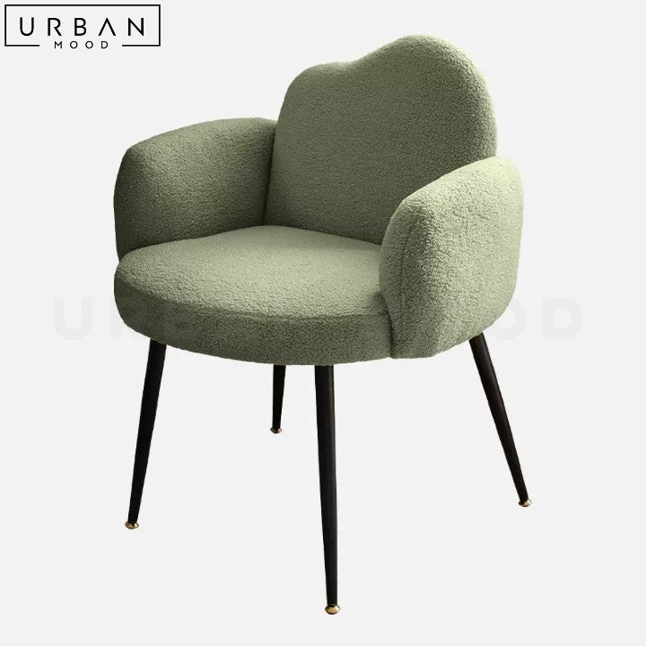Modern Boucle Study Chair with Petal Shaped Backrest - URBANMOOD