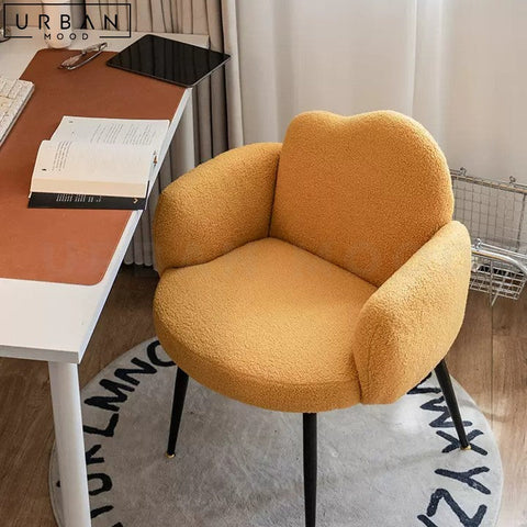 Modern Boucle Study Chair with Petal Shaped Backrest - URBANMOOD