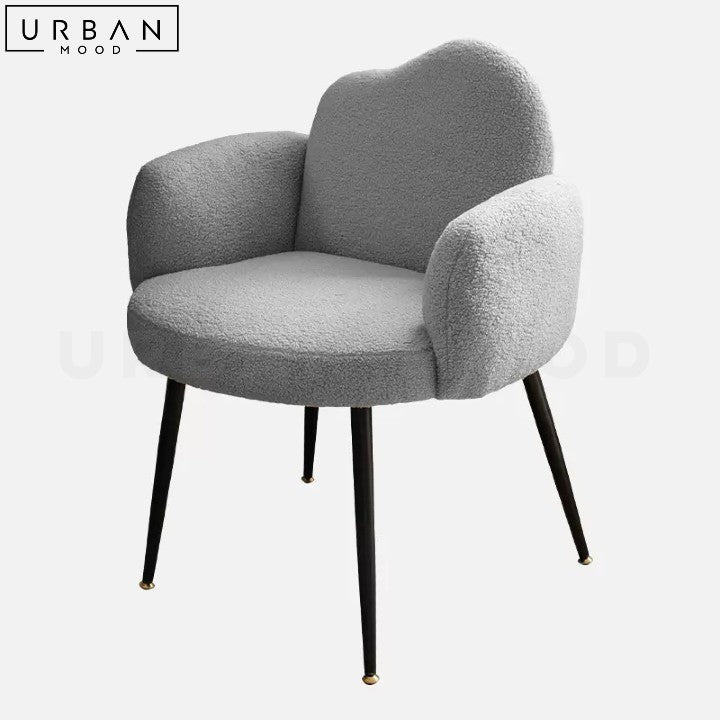 Modern Boucle Study Chair with Petal Shaped Backrest - URBANMOOD