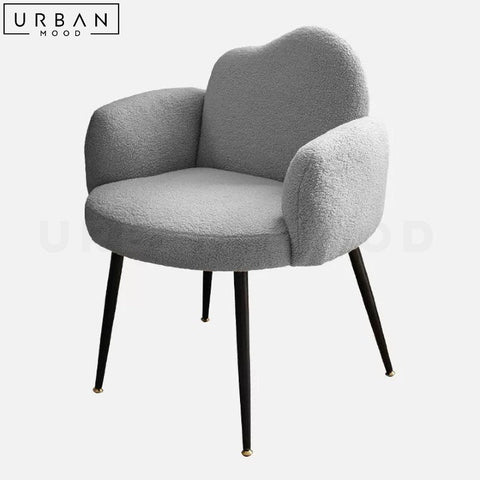 Modern Boucle Study Chair with Petal Shaped Backrest - URBANMOOD
