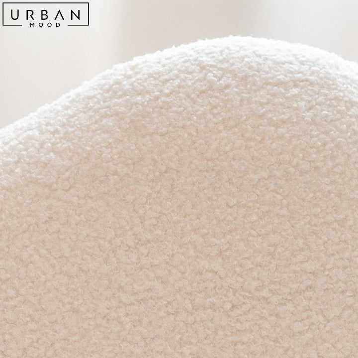 Modern Boucle Study Chair with Petal Shaped Backrest - URBANMOOD