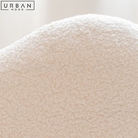 Modern Boucle Study Chair with Petal Shaped Backrest - URBANMOOD
