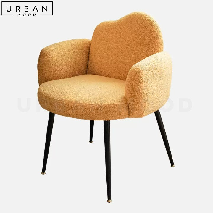 Modern Boucle Study Chair with Petal Shaped Backrest - URBANMOOD