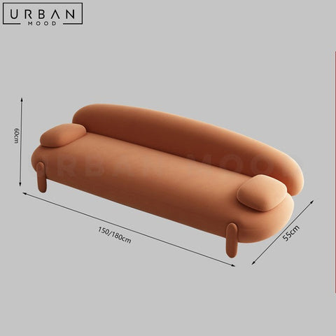 Modern JODIEN Boucle Ottoman with Wood Frame - URBANMOOD