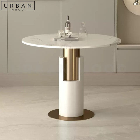 Modern Marble Dining Table with Metal Base - URBANMOOD