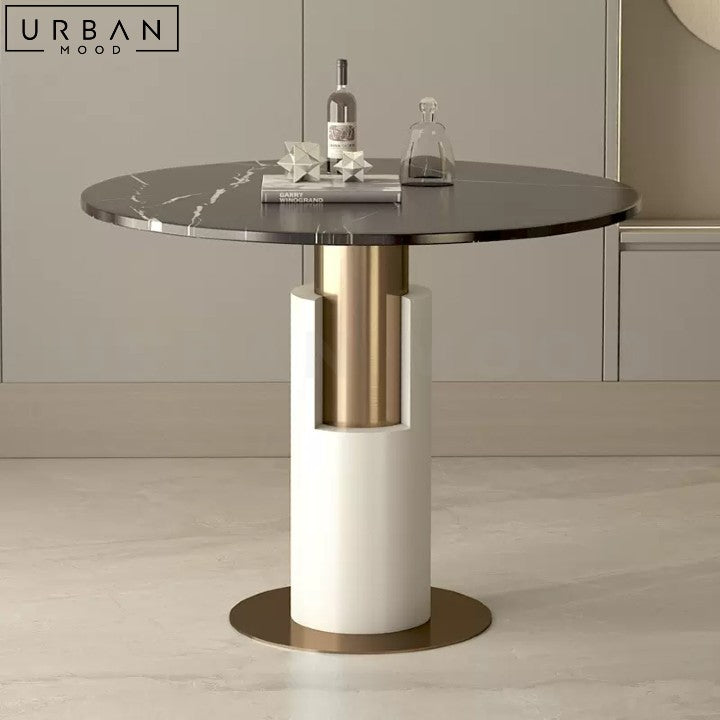 Modern Marble Dining Table with Metal Base - URBANMOOD