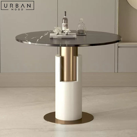 Modern Marble Dining Table with Metal Base - URBANMOOD