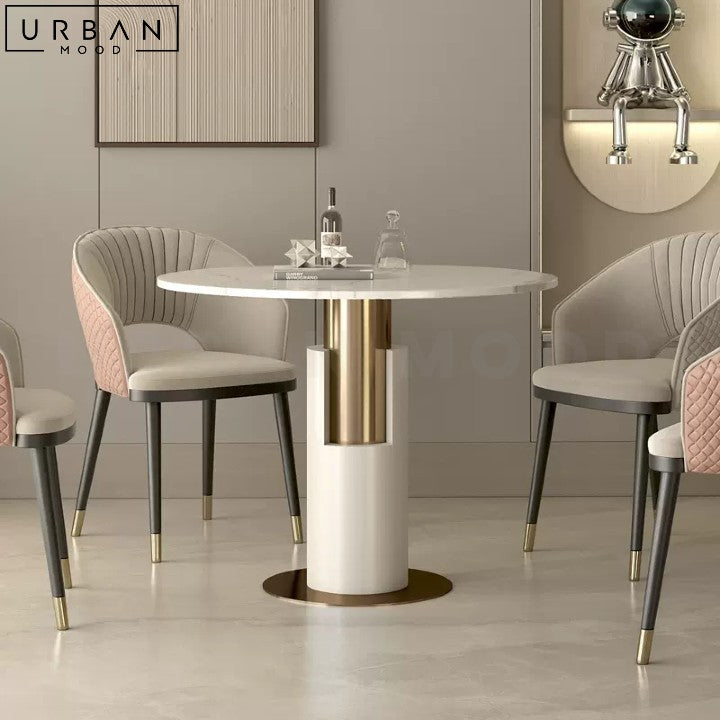 Modern Marble Dining Table with Metal Base - URBANMOOD