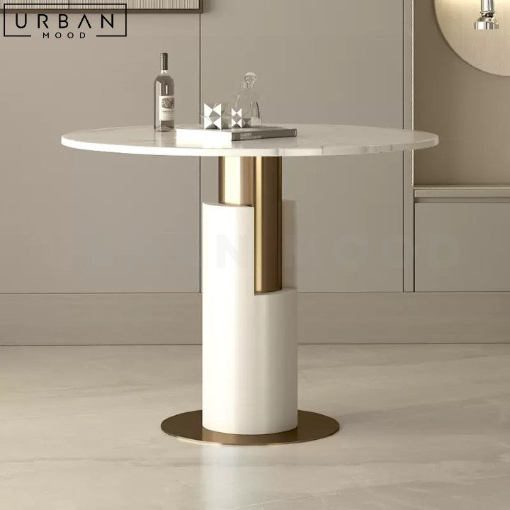 Modern Marble Dining Table with Metal Base - URBANMOOD