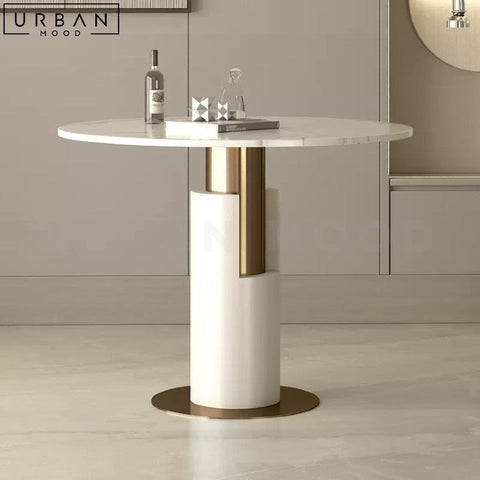 Modern Marble Dining Table with Metal Base - URBANMOOD