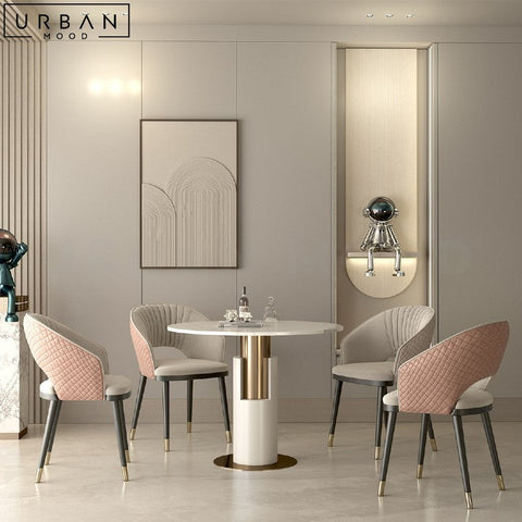 Modern Marble Dining Table with Metal Base - URBANMOOD