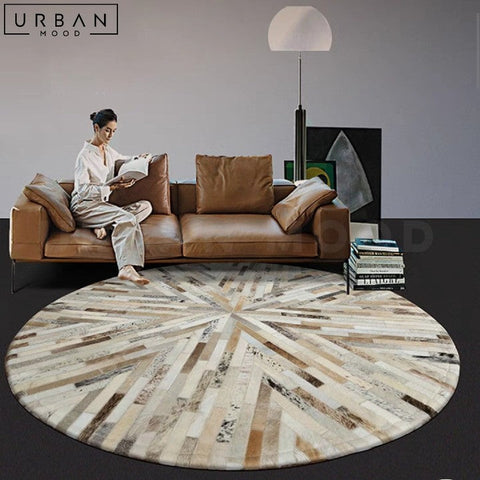 Modern Round Faux Cowhide Rug Minimalist Design - URBANMOOD