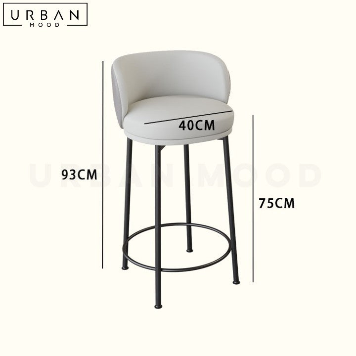 Modern Sherpa Bar Stool with Faux Leather Upholstery - URBANMOOD