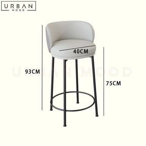 Modern Sherpa Bar Stool with Faux Leather Upholstery - URBANMOOD