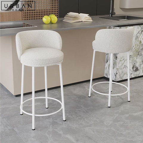Modern Sherpa Bar Stool with Faux Leather Upholstery - URBANMOOD