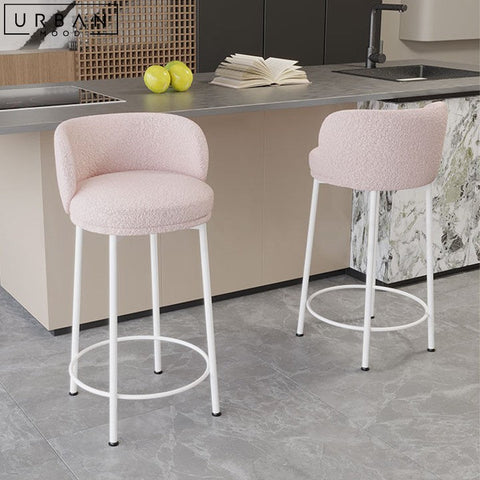 Modern Sherpa Bar Stool with Faux Leather Upholstery - URBANMOOD