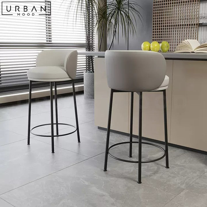 Modern Sherpa Bar Stool with Faux Leather Upholstery - URBANMOOD