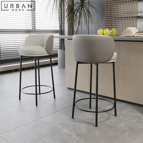 Modern Sherpa Bar Stool with Faux Leather Upholstery - URBANMOOD