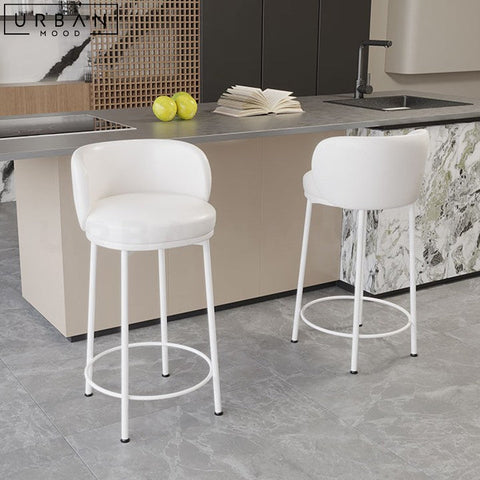 Modern Sherpa Bar Stool with Faux Leather Upholstery - URBANMOOD