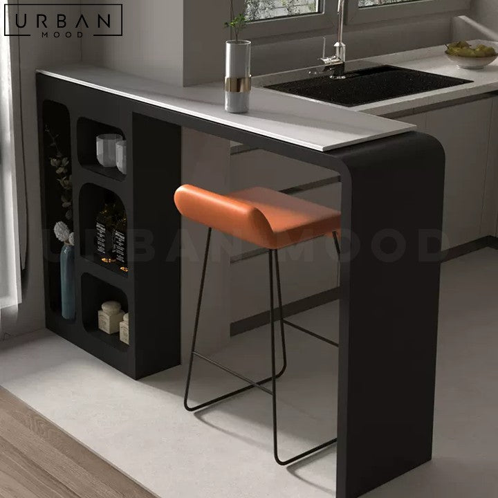 Modern Sintered Stone Bar Table with Metal Frame - URBANMOOD