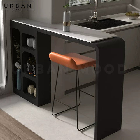 Modern Sintered Stone Bar Table with Metal Frame - URBANMOOD