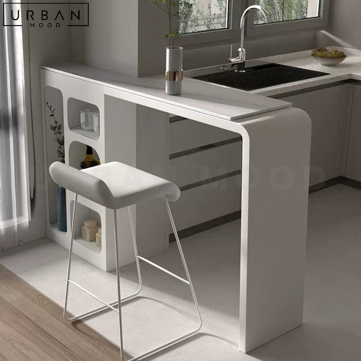 Modern Sintered Stone Bar Table with Metal Frame - URBANMOOD