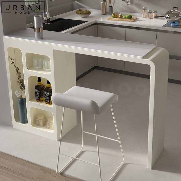Modern Sintered Stone Bar Table with Metal Frame - URBANMOOD