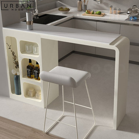 Modern Sintered Stone Bar Table with Metal Frame - URBANMOOD