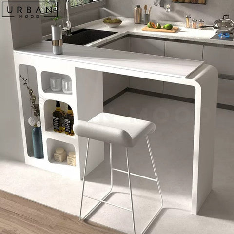 Modern Sintered Stone Bar Table with Metal Frame - URBANMOOD