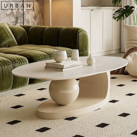 Modern Sintered Stone Oval Coffee Table Minimalist Design - URBANMOOD