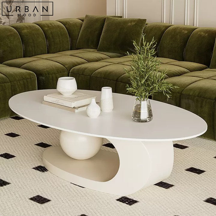 Modern Sintered Stone Oval Coffee Table Minimalist Design - URBANMOOD